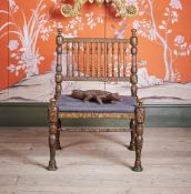 A KASHMIRI POLYCHROME PAINTED AND PARCEL GILT CHAIR, POSSIBLY SRINIGAR