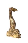 A GILT BRONZE DOLPHIN DOOR STOP OR DOOR PORTER, 19TH CENTURY