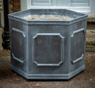 A LARGE HEXAGONAL LEAD PLANTER, BY THE BULBECK FOUNDRY, CONTEMPORARY