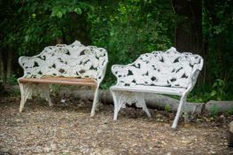A SMALL VERY NEAR PAIR OF COALBROOKDALE GARDEN BENCHES, LATE 19TH CENTURY