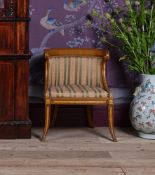 A REGENCY PAINTED MAHOGANY AND PARCEL GILT 'CURRICLE' CHAIR, CIRCA 1820