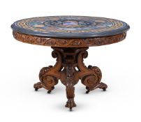 A FINE FRENCH CARVED WALNUT AND SCAGLIOLA CENTRE TABLE, PROVENÇAL, CIRCA 1850