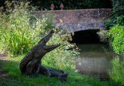 A LARGE BRONZE FOUNTAIN IN THE FORM OF A CROCODILE, CONTEMPORARY