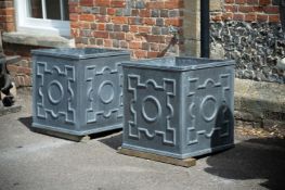 A PAIR OF SQUARE LEAD PLANTERS, BY THE BULBECK FOUNDRY, CONTEMPORARY