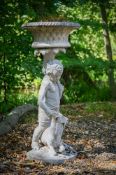 A STONE COMPOSITION FIGURAL PLANTER, IN THE MANNER OF AUSTIN & SEELEY, 20TH CENTURY
