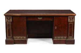 AN ITALIAN THUYA WOOD AND ORMOLU MOUNTED KNEEHOLE DESK, CIRCA 1900