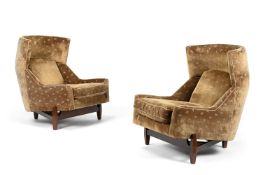 JENS RISOM (DANISH, 1916-2016), PAIR OF LARGE LOUNGE CHAIRS; SECOND HALF 20TH CENTURY