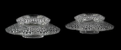 RENÉ LALIQUE (FRENCH, 1860-1945), PAIR OF ‘SAINT-GALL’ CANDLESTICK HOLDERS; DESIGNED 1934