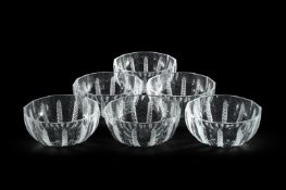 LALIQUE (FRENCH), SIX 'CERES' BOWLS; LATE 20TH CENTURY