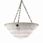 AN ART DECO MOULDED GLASS PLAFFONIER; CIRCA 1935