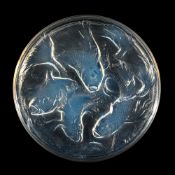 RENÉ LALIQUE (FRENCH, 1860-1945), 'CYPRINS' BOX AND COVER, DESIGNED 1921; PRE 1945