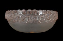 RENÉ LALIQUE (FRENCH, 1860-1945), ‘SOUCIS’ BOWL; DESIGNED 1931; PRE 1945