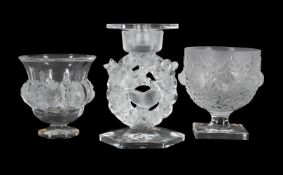 RENÉ LALIQUE (FRENCH, 1860-1945), 'MÉSANGES' CANDLESTICK, DESIGNED 1943, LATE 20TH CENTURY