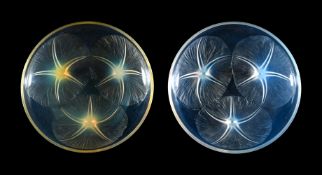 RENÉ LALIQUE (FRENCH, 1860-1945), TWO 'VOLUBILIS' BOWLS; DESIGNED 1921; PRE 1945