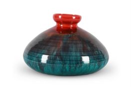 CHRISTOPHER DRESSER (BRITISH, 1834-1904), FOR AULT, ATTRIBUTED; A COMPRESSED FORM VASE; CIRCA 1890