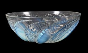 RENÉ LALIQUE (FRENCH, 1860-1945), 'FLEURONS NO.2' BOWL; DESIGNED 1935; PRE 1945