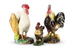 DELPHIN MASSIER (FRENCH, 1836-1907), TWO COCKEREL VASES; CIRCA 1880