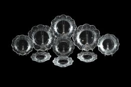 LALIQUE, NINE 'HONFLEUR' BOWLS ; SECOND HALF 20TH CENTURY