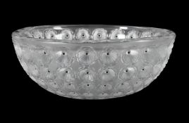 RENÉ LALIQUE (FRENCH, 1860-1945), 'NEMOURS' BOWL; DESIGNED 1929; POST 1945