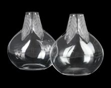 LALIQUE, PAIR OF 'OSUMI' VASES; LATE 20TH CENTURY