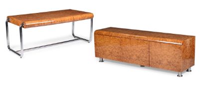 LEON ROSEN (AMERICAN), ART DECO STYLE SIDEBOARD AND DESK FOR PACE COLLECTION; CIRCA 1975