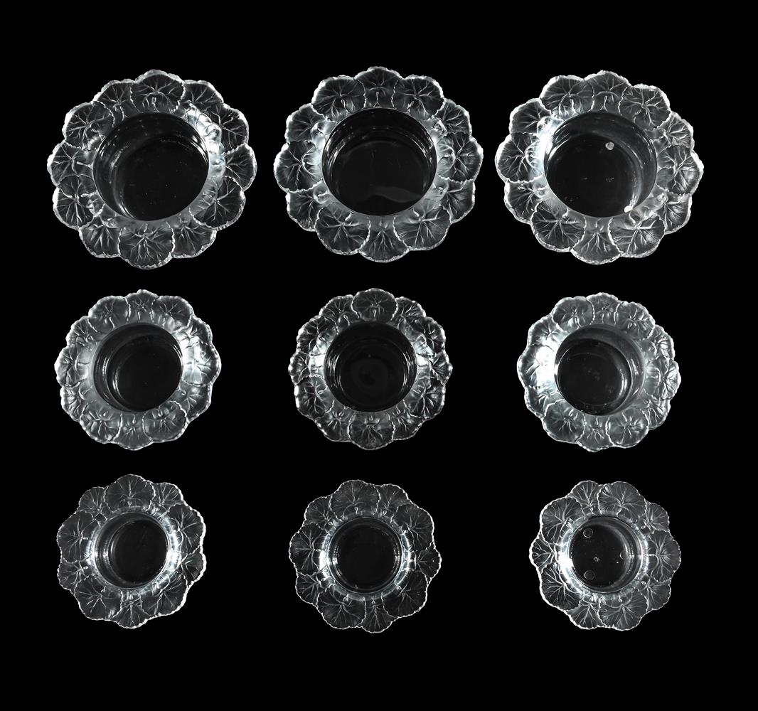 LALIQUE, NINE 'HONFLEUR' BOWLS ; SECOND HALF 20TH CENTURY - Image 2 of 3