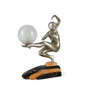 GEORGES VAN DE VOORDE (BELGIAN, 1878-1964), ART DECO FIGURAL TABLE LAMP; CIRCA 1920