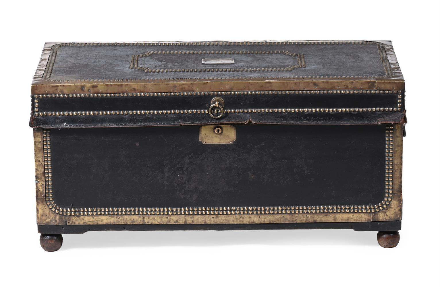 AN CHINESE EXPORT LEATHER AND BRASS MOUNTED CAMPHOR CHEST, 19TH CENTURY - Image 2 of 2