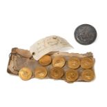 A SET OF NINE WILLIAM III GILT COPPER BUTTONS, DATED 1688