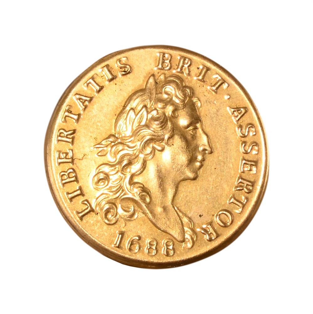 A SET OF NINE WILLIAM III GILT COPPER BUTTONS, DATED 1688 - Image 3 of 3