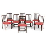 A HARLEQUIN SET OF EIGHT MAHOGANY DINING CHAIRS, LATE 19TH OR EARLY 20TH CENTURY