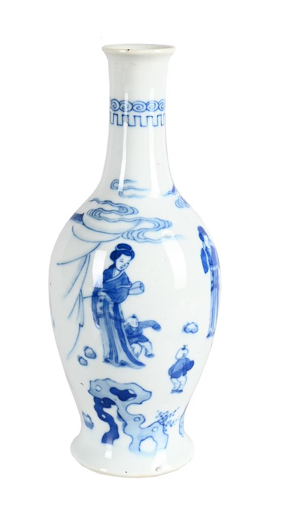 A CHINESE BLUE AND WHITE 'COURT LADIES' BOTTLE VASE