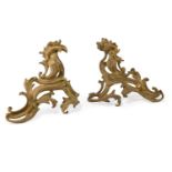 A PAIR OF BRASS CHENETS, FRENCH, MID OR LATE 19TH CENTURY