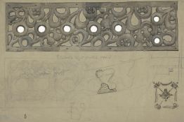 SIR FRANK BRANGWYN (BRITISH 1867-1956), A QUANTITY OF METALWORK DESIGNS CIRCA. 1899-1900