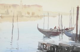 λ ROY PETLEY (BRITISH B.1950), GONDOLAS VENICE