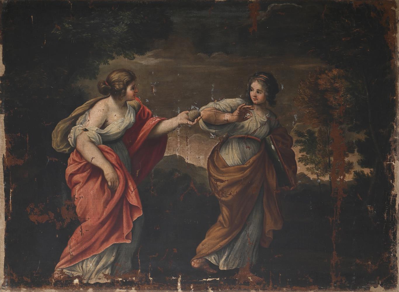 FOLLOWER OF CIRO FERRI, TWO ALLEGORICAL FIGURES WITH A BALL OF STRING