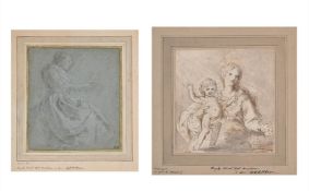 ITALIAN SCHOOL (17TH CENTURY), A SEATED FEMALE FIGURE HOLDING A JUG ON A TRAY; AND ANOTHER (2)