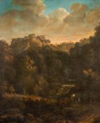 FOLLOWER OF RICHARD WILSON, THE WATERFALLS AT TIVOLI WITH A VIEW OF THE TEMPLE OF THE SIBYL