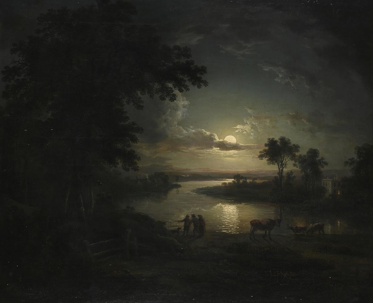 ATTRIBUTED TO ABRAHAM PETHER (BRITISH 1756 - 1812), MOONLIT LANDSCAPE