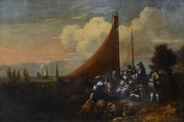 FLEMISH SCHOOL (17TH CENTURY), FIGURES ON A QUAY