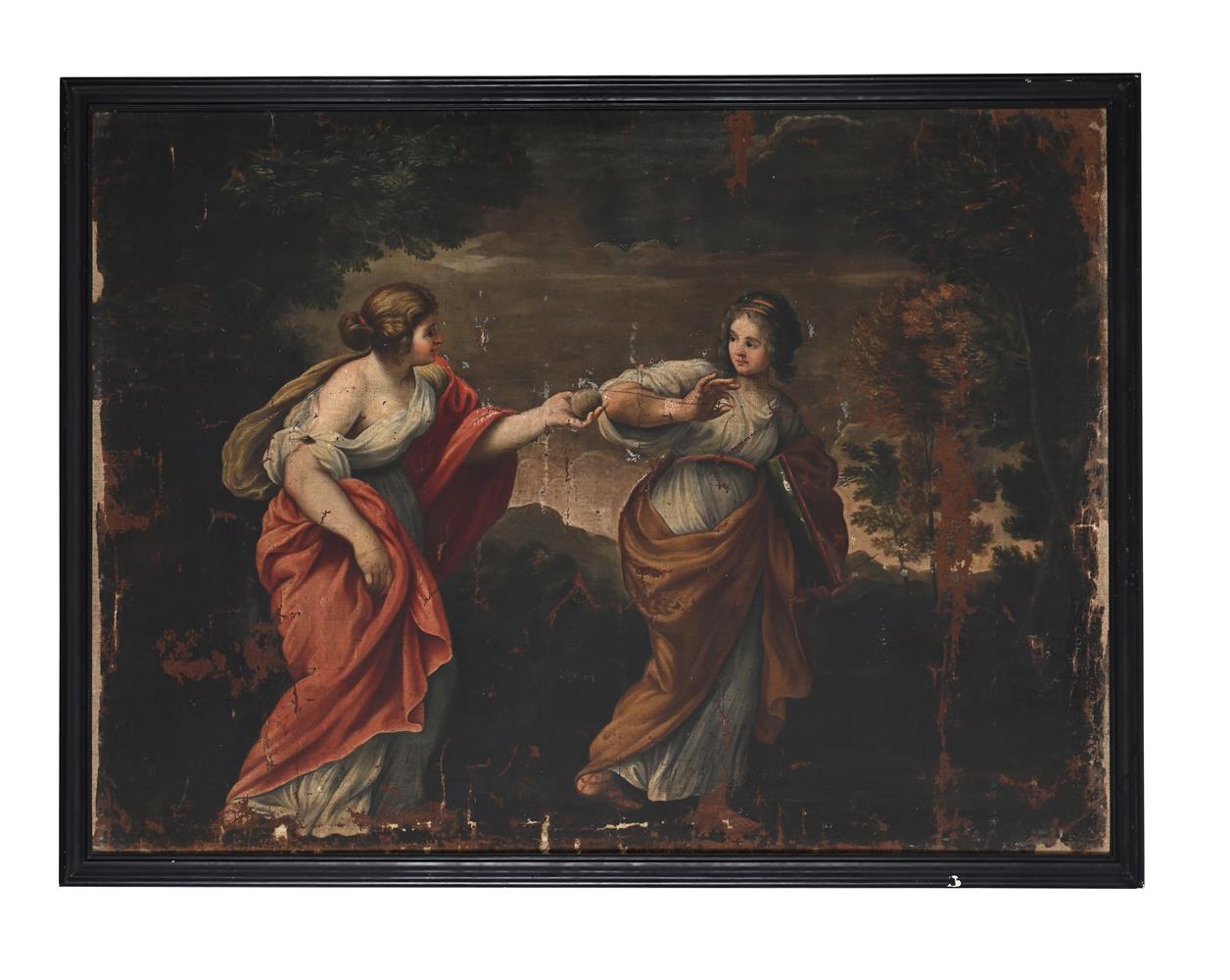 FOLLOWER OF CIRO FERRI, TWO ALLEGORICAL FIGURES WITH A BALL OF STRING - Image 2 of 3