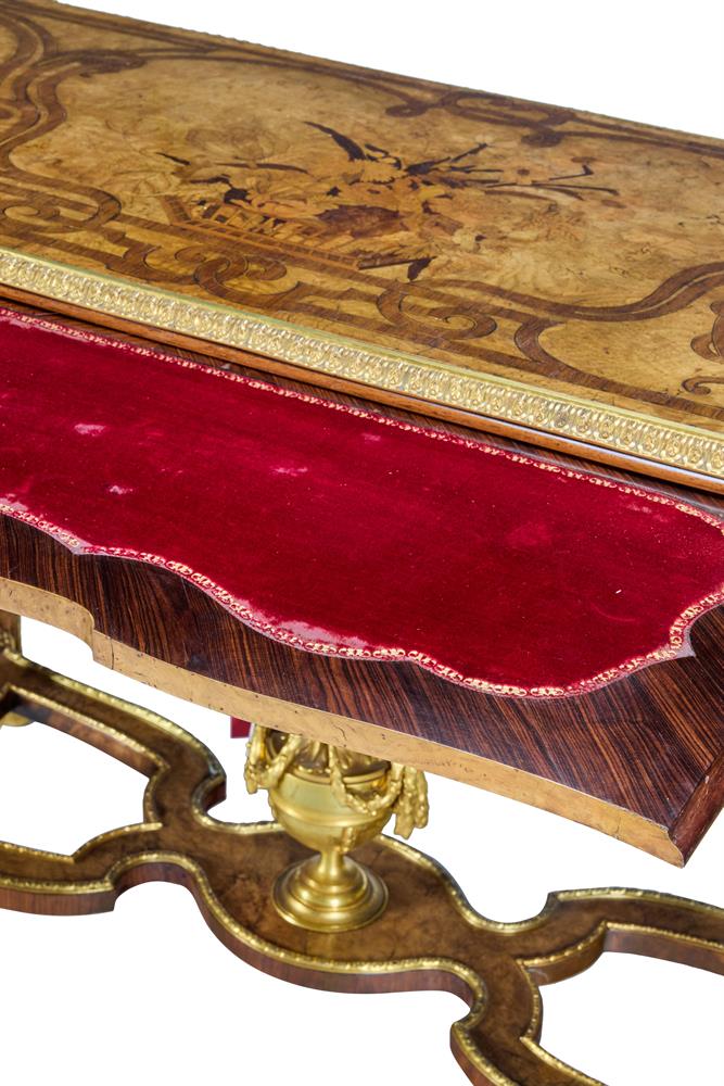 ‡ A MATCHED PAIR OF VICTORIAN ORMOLU-MOUNTED AND FLORAL MARQUETRY CENTRE TABLES, CIRCA 1868 - Image 8 of 10