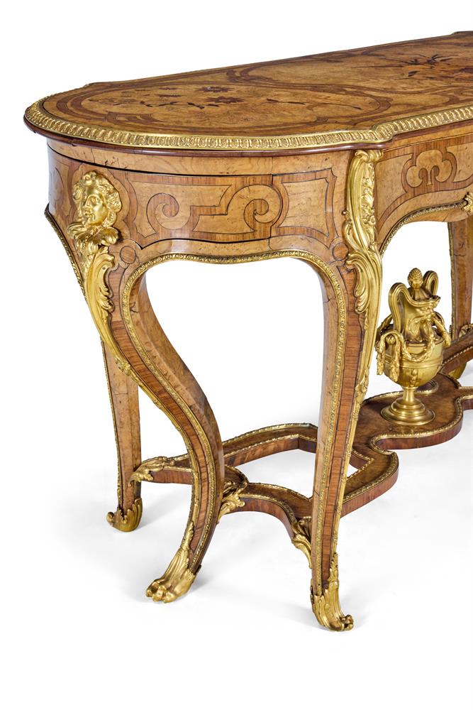 ‡ A MATCHED PAIR OF VICTORIAN ORMOLU-MOUNTED AND FLORAL MARQUETRY CENTRE TABLES, CIRCA 1868 - Image 5 of 10