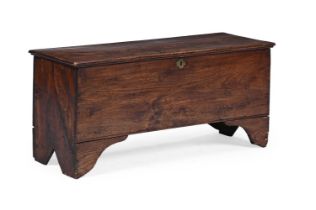 AN ELM BOARD CHEST OR PLANK COFFER, MID 18TH CENTURY