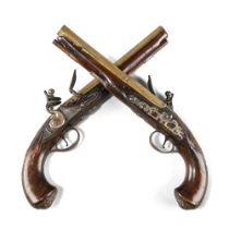 MANN; A PAIR OF FLINTLOCK OFFICER'S PISTOLS, BRITISH, MID 18TH CENTURY