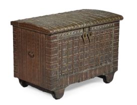 AN INDIAN BRASS CLAD TRUNK OR CHEST, FIRST HALF 20TH CENTURY