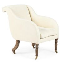 A CREAM UPHOLSTERED 'EDURY' ARMCHAIR BY LORFORDS, OF RECENT MANUFACTURE