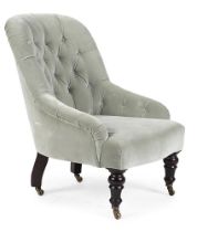A TUFTED VELVET UPHOLSTERED 'EVE' ARMCHAIR BY GEORGE SMITH, OF RECENT MANUFACTURE