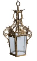 A GILT METAL LANTERN IN REGENCY STYLE, 20TH CENTURY