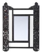 Y A CHINESE CARVED HARDWOOD MIRROR, 20TH CENTURY